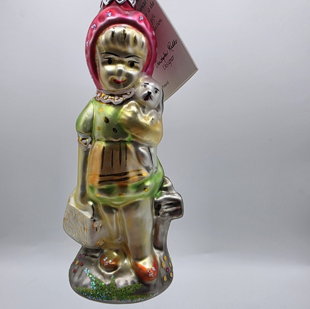 Vintage Christopher Radko Madeline's Puppy Glass Christmas Ornament Poland